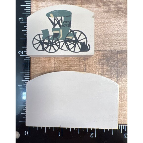 Cats Meow Vintage Wooden Plaques With Horse-Drawn Carriage & Rider Designs - Picture 2 of 2